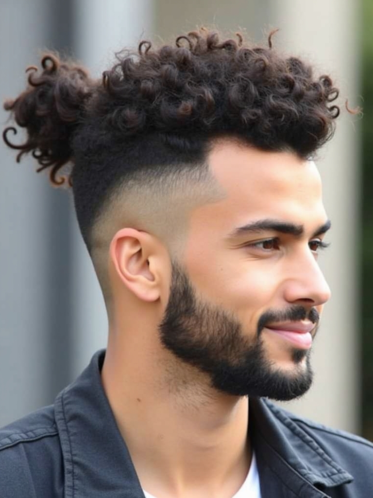 Curly Hairstyles for Guys: The Top Knot