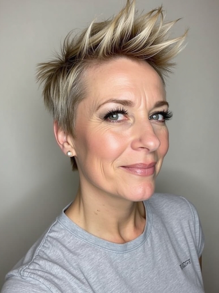 Hairstyle For Thin Fine Hair Over 50: Spiky Haircut