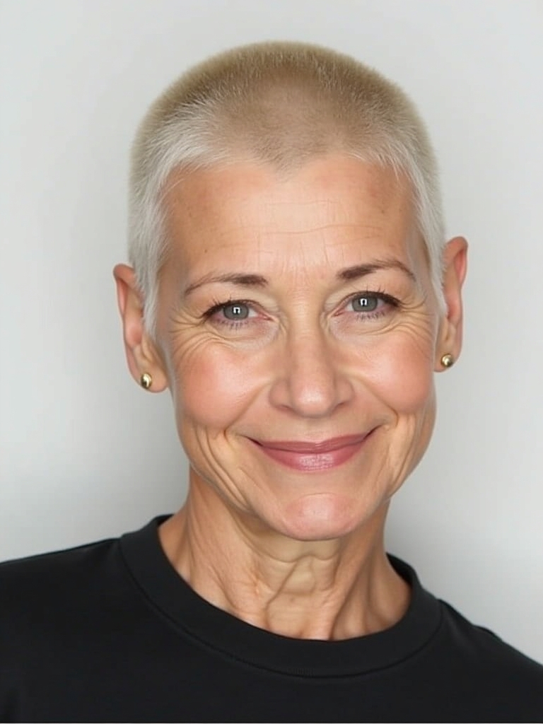 Hairstyles For Thin Fine Hair Over 60: The Buzz Cut