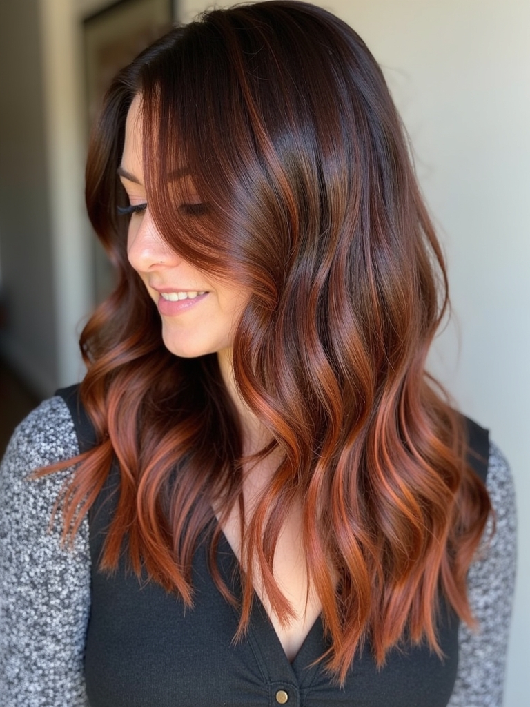 Caramel Highlights on Brown Hair: Coppery Kiss