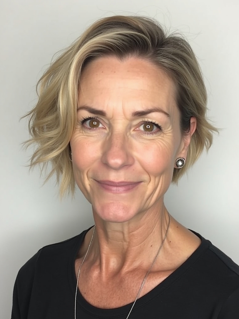 Hairstyle For Thin Fine Hair Over 50: Micro Bob