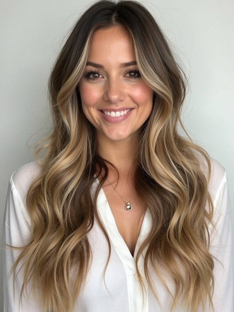 Long Haircut Ideas: Wavy Hair with Middle Part