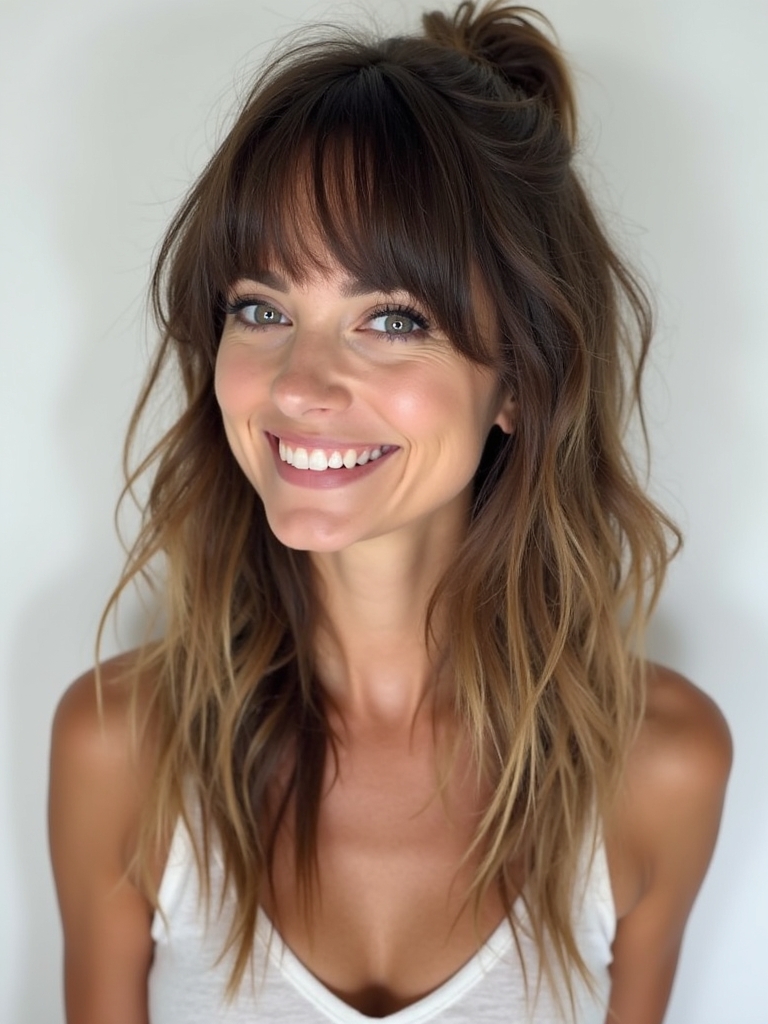 Face Framing Curtain Bangs: Loose Tousled Waves