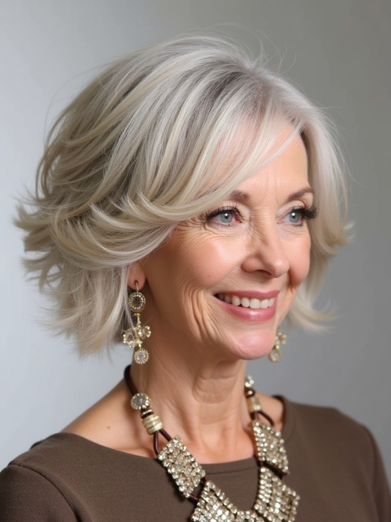 Hairstyles For Thin Fine Hair Over 60: Voluminous Bob