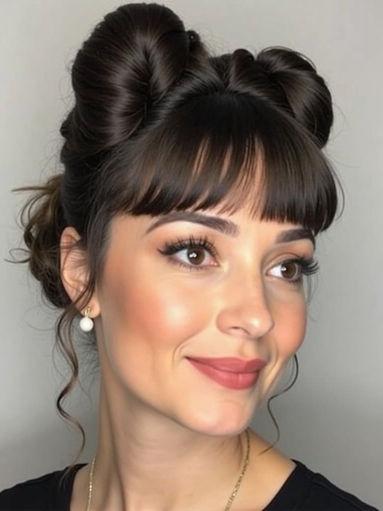 Face Framing Curtain Bangs: Vintage Victory Rolls