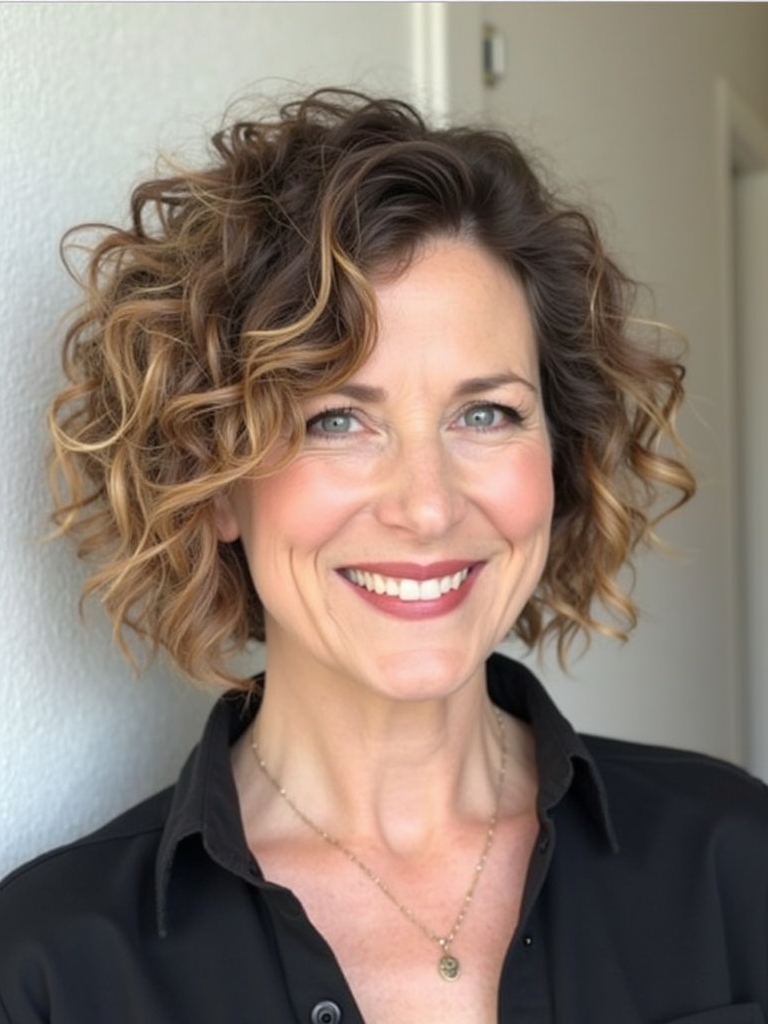 Hairstyle For Thin Fine Hair Over 50: Curled Bob