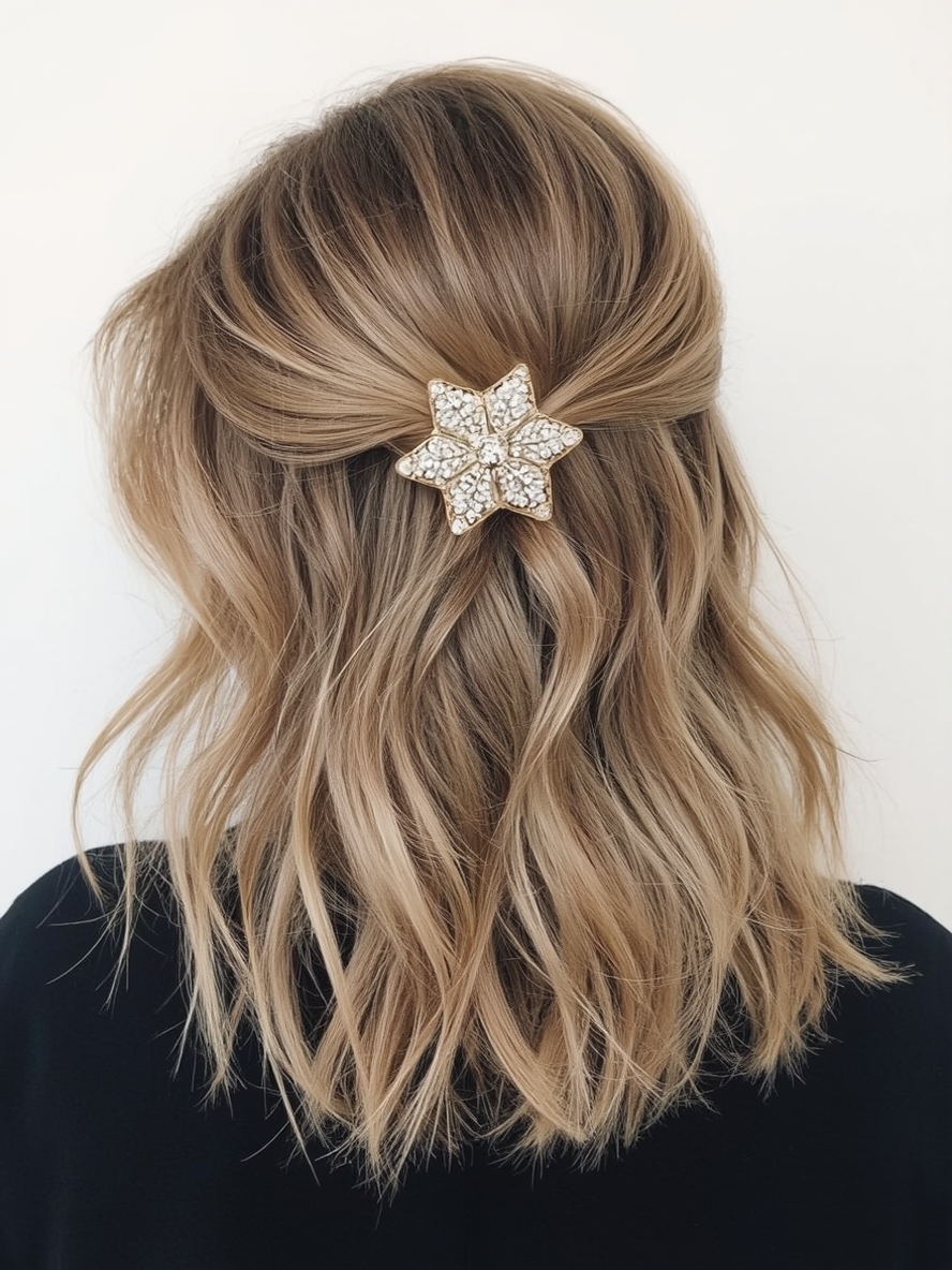 Shoulder Length Hairstyle For Thin Hair Fine: Accessorized Style
