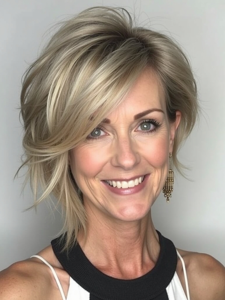 Hairstyles For Thin Hair Fine Over 50: Asymmetrical Bob