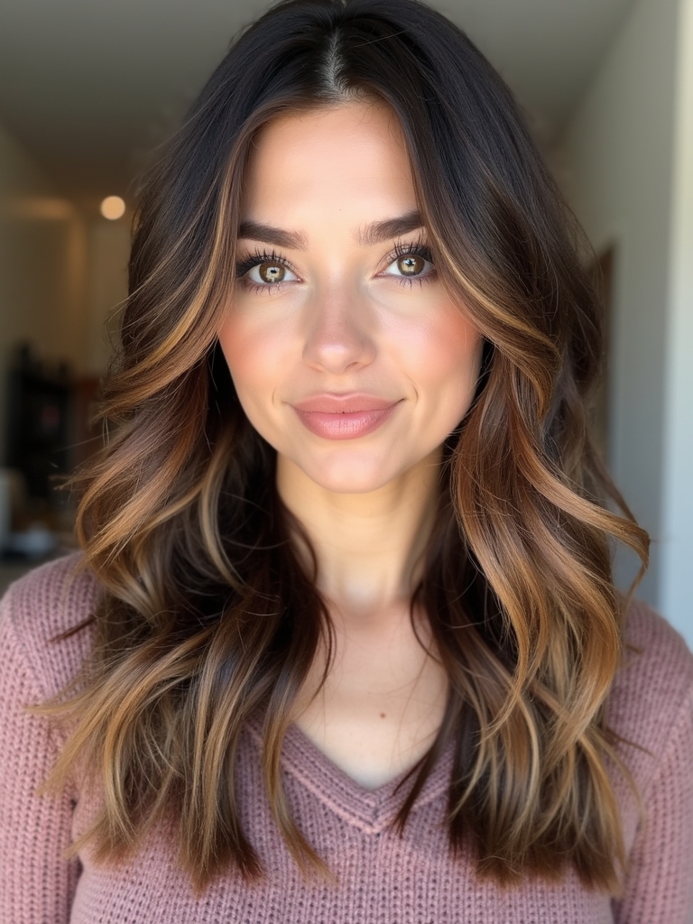 Caramel Highlights on Brown Hair: Money Piece Magic