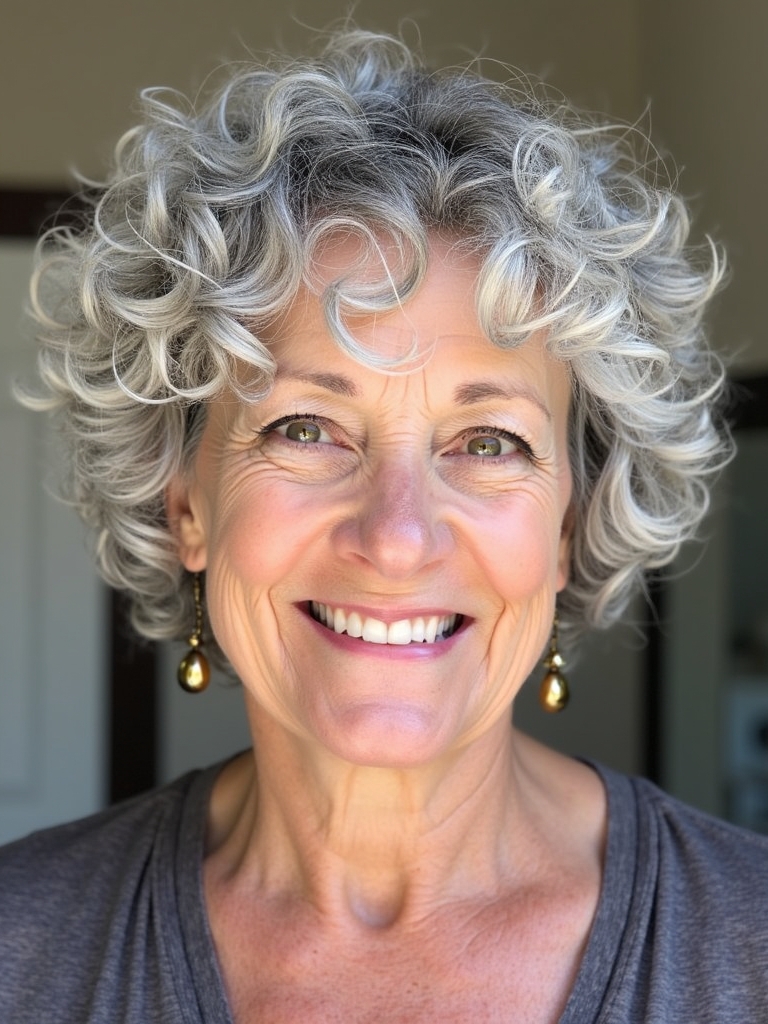 Hairstyles For Thin Fine Hair Over 60: Curly Bob