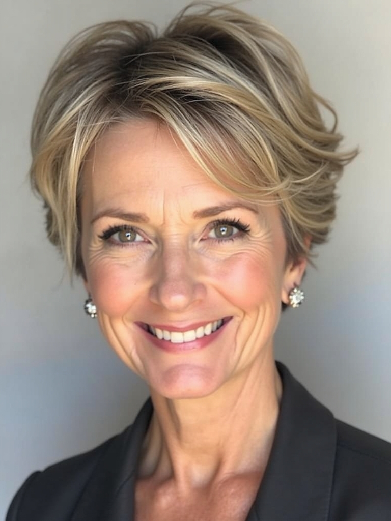 Hairstyles For Thin Hair Fine Over 50: Wavy Pixie