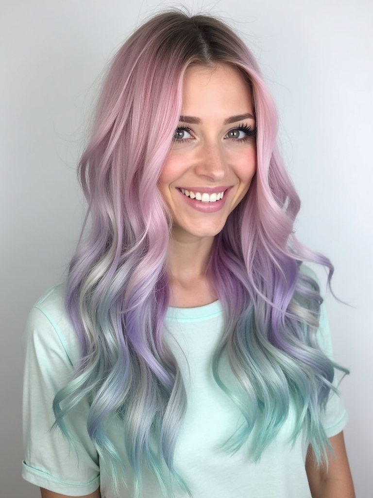 Long Haircut Ideas: Pastel Hair