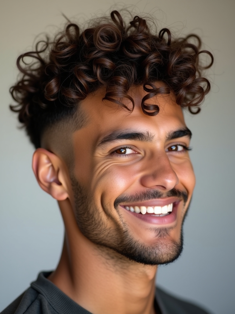 Hairstyles For Men Curly Hair: The Messy Top with Short Sides