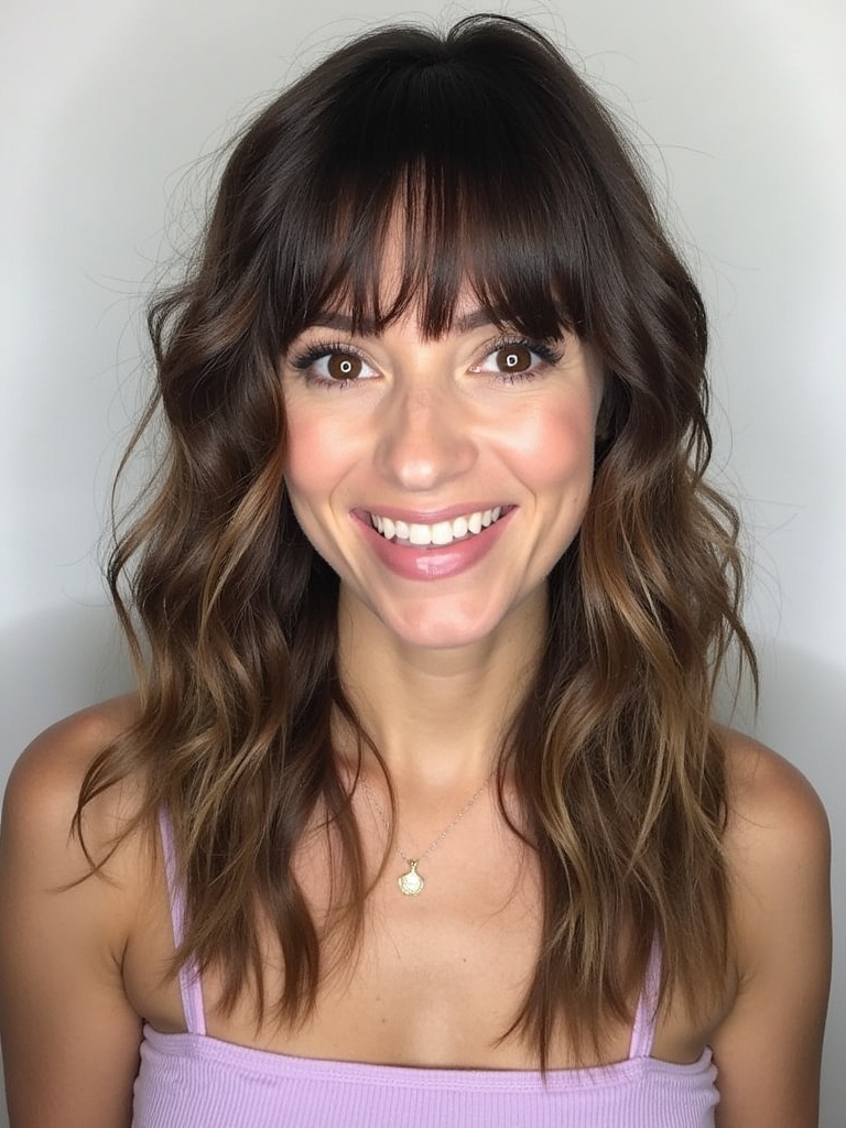 Face Framing Curtain Bangs: Textured Waves