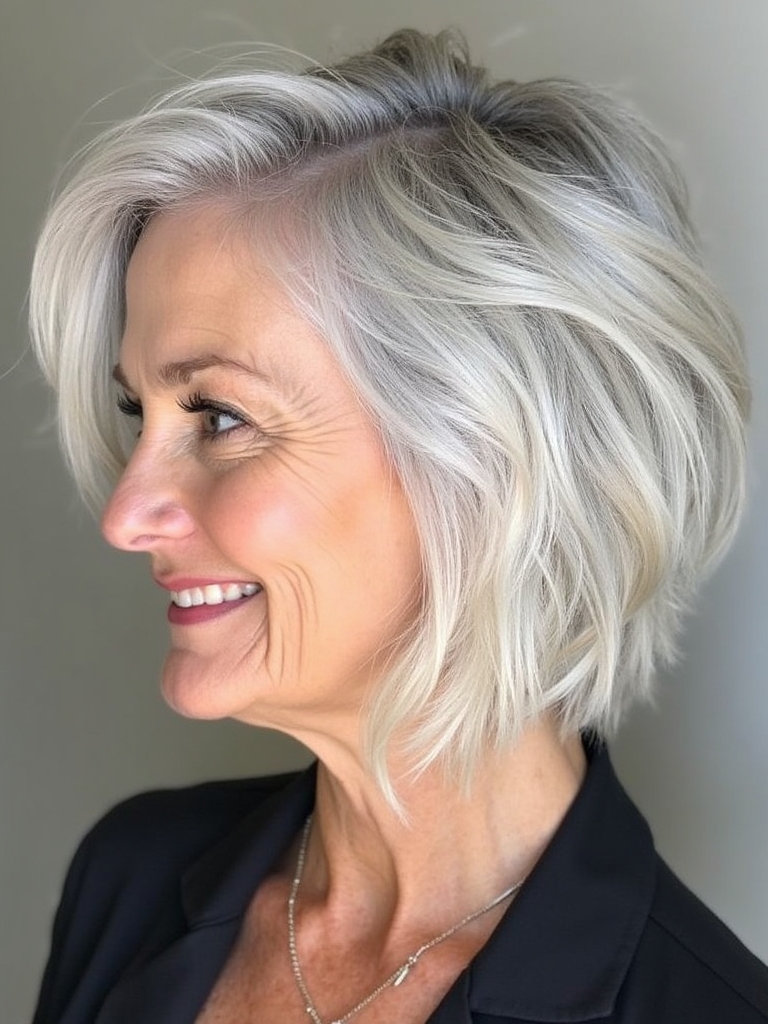 Hairstyles For Thin Hair Fine Over 50: Shaggy Lob