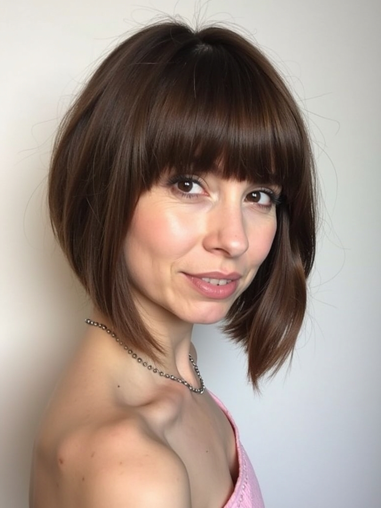 Angled Bob Haircut with Bangs