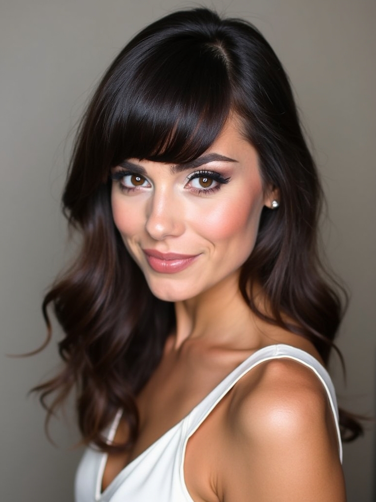 Face Framing Curtain Bangs: Deep Side Part Glamour