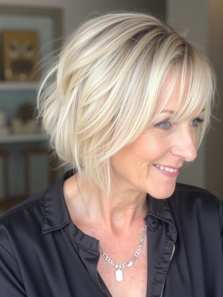 Hairstyles For Thin Hair Fine Over 50: Graduated Bob