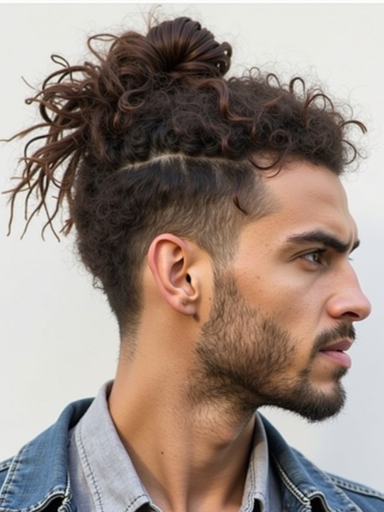 Hairstyles For Men Curly Hair: The Man Bun