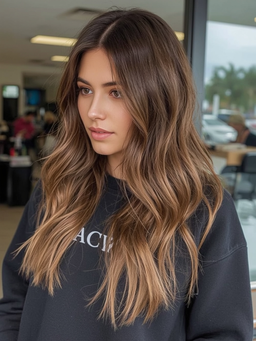 Caramel Highlights on Brown Hair: Ombre Opulence