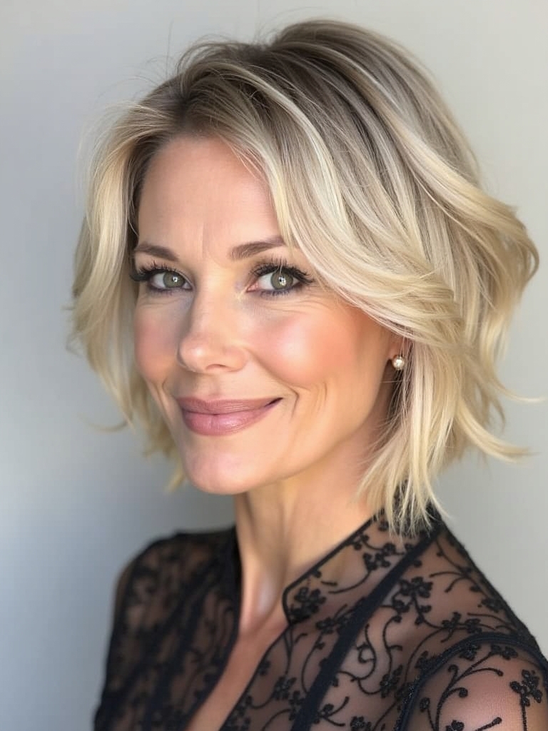 Hairstyle For Thin Fine Hair Over 50: Graduated Bob