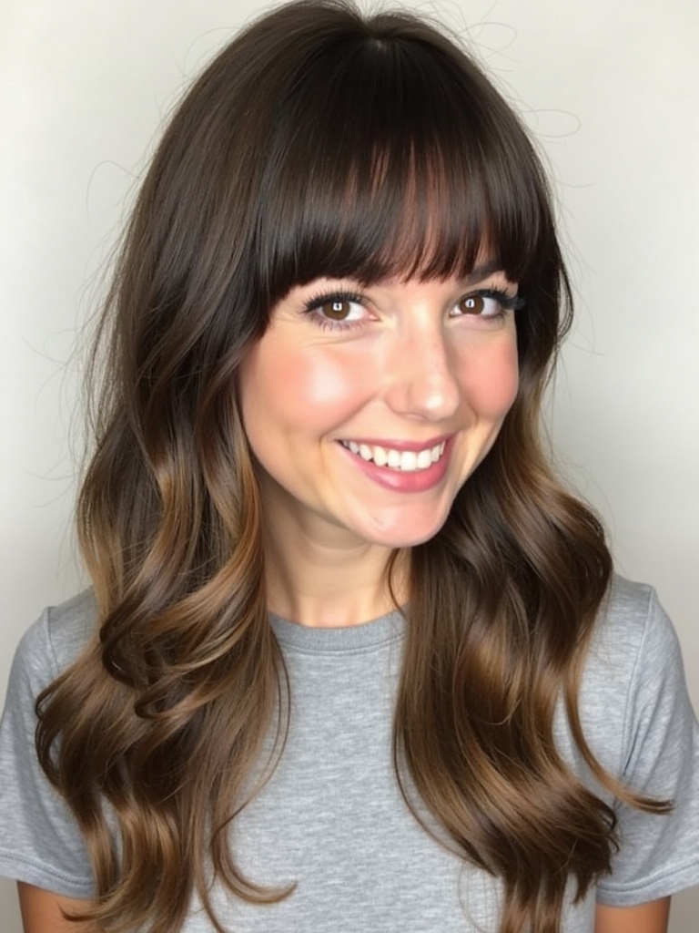 Long Haircut Ideas: Face-Framing Layers with Curtain Bangs
