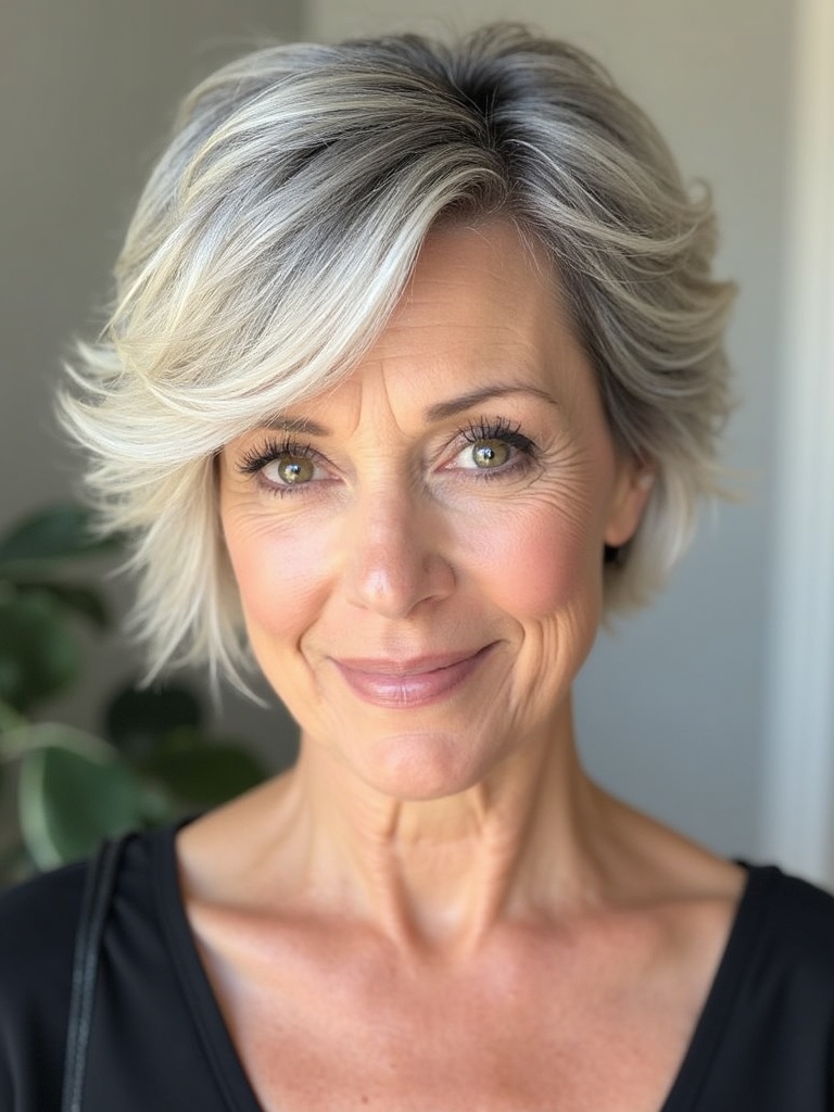Hairstyles For Thin Hair Fine Over 50: Feathered Pixie