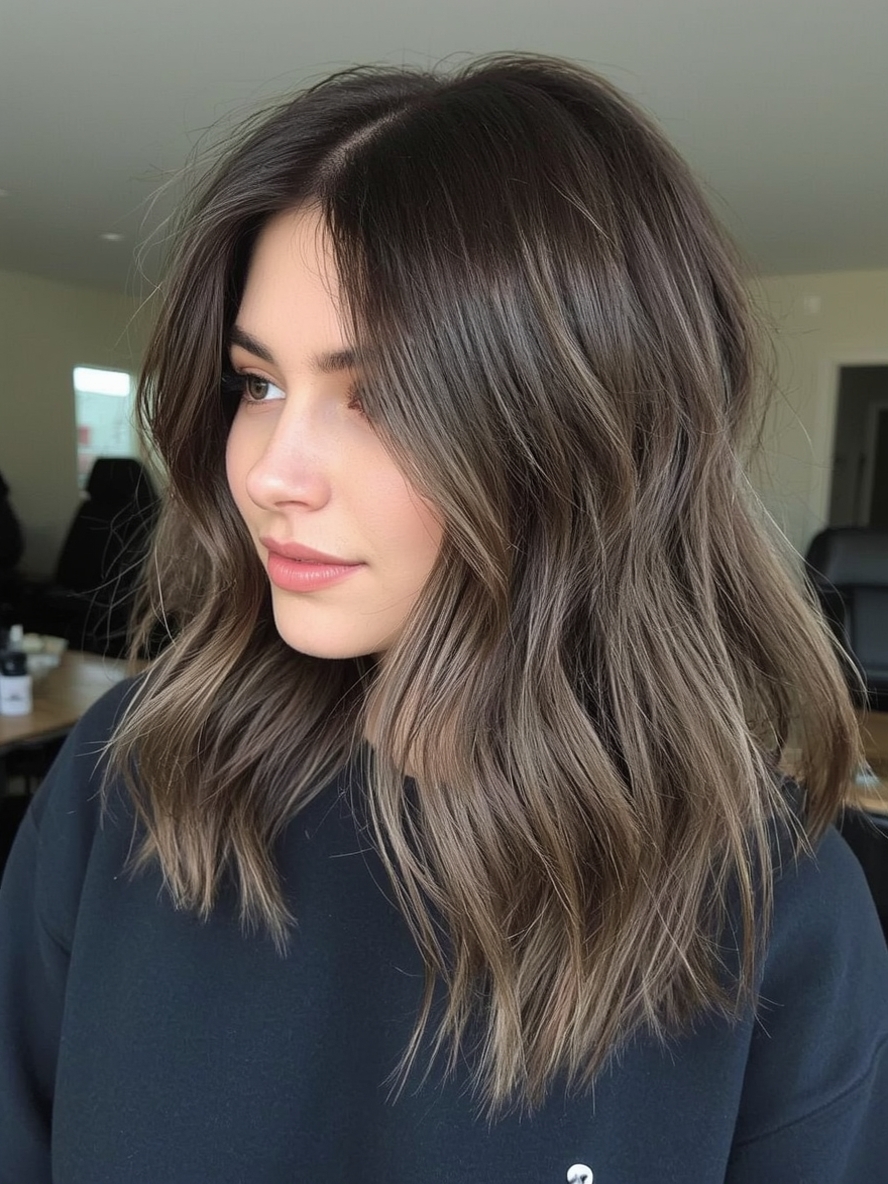 Brunette Summer Hair 2025: Ash Brunette with Subtle Silver Undertones