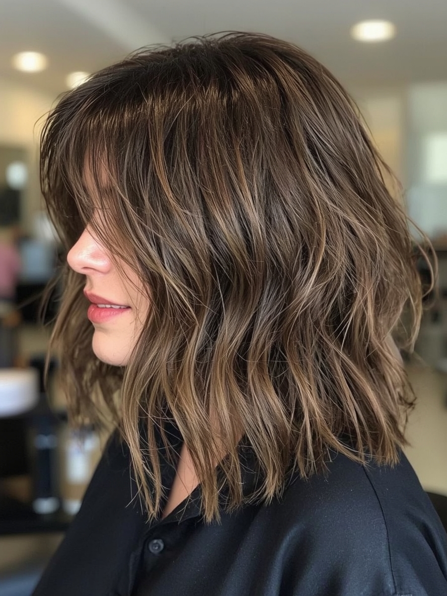 Shoulder Length Hairstyle For Thin Hair Fine: Shaggy Layers