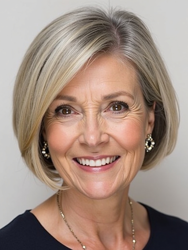 Hairstyles For Thin Fine Hair Over 60: Rounded Bob