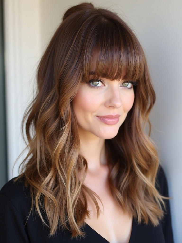 Face Framing Curtain Bangs: Voluminous Blowout