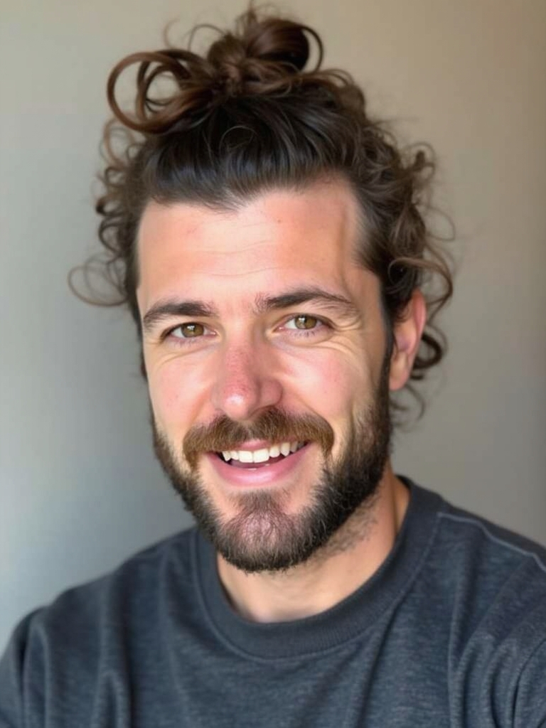 Curly Hairstyles for Guys: The Man Bun