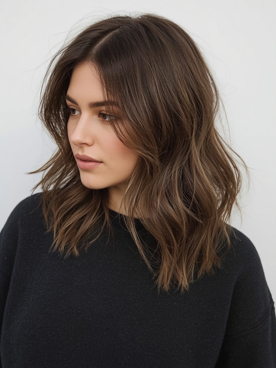 Shoulder Length Hairstyle For Thin Hair Fine: Textured Ends