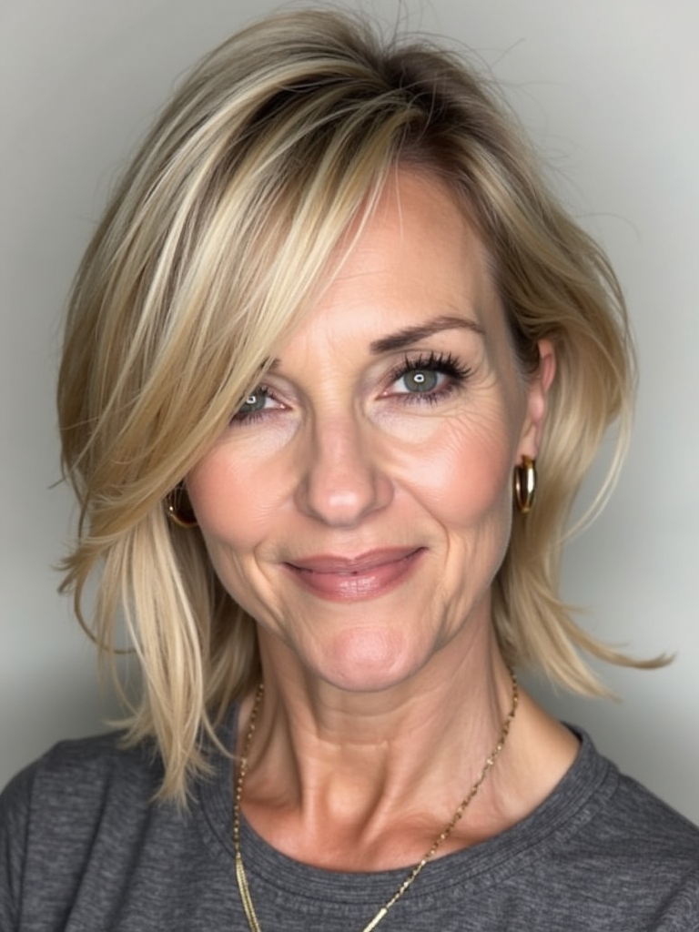 Hairstyles For Thin Hair Fine Over 50: Angled Bob