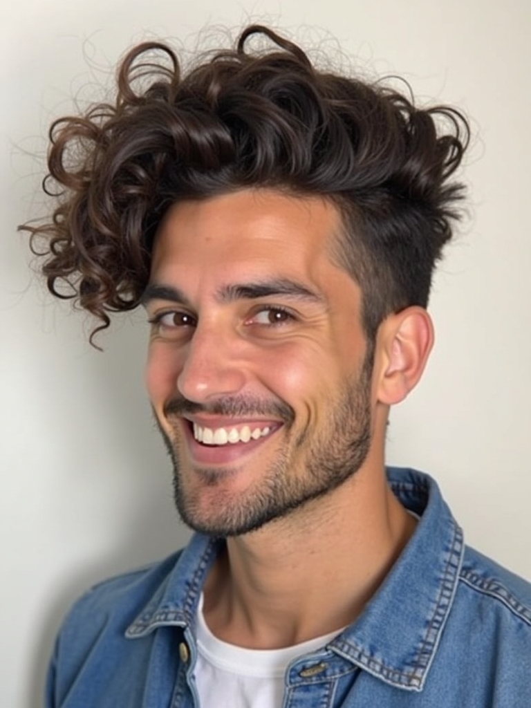 Curly Hairstyles for Guys: The Half-Up Half-Down