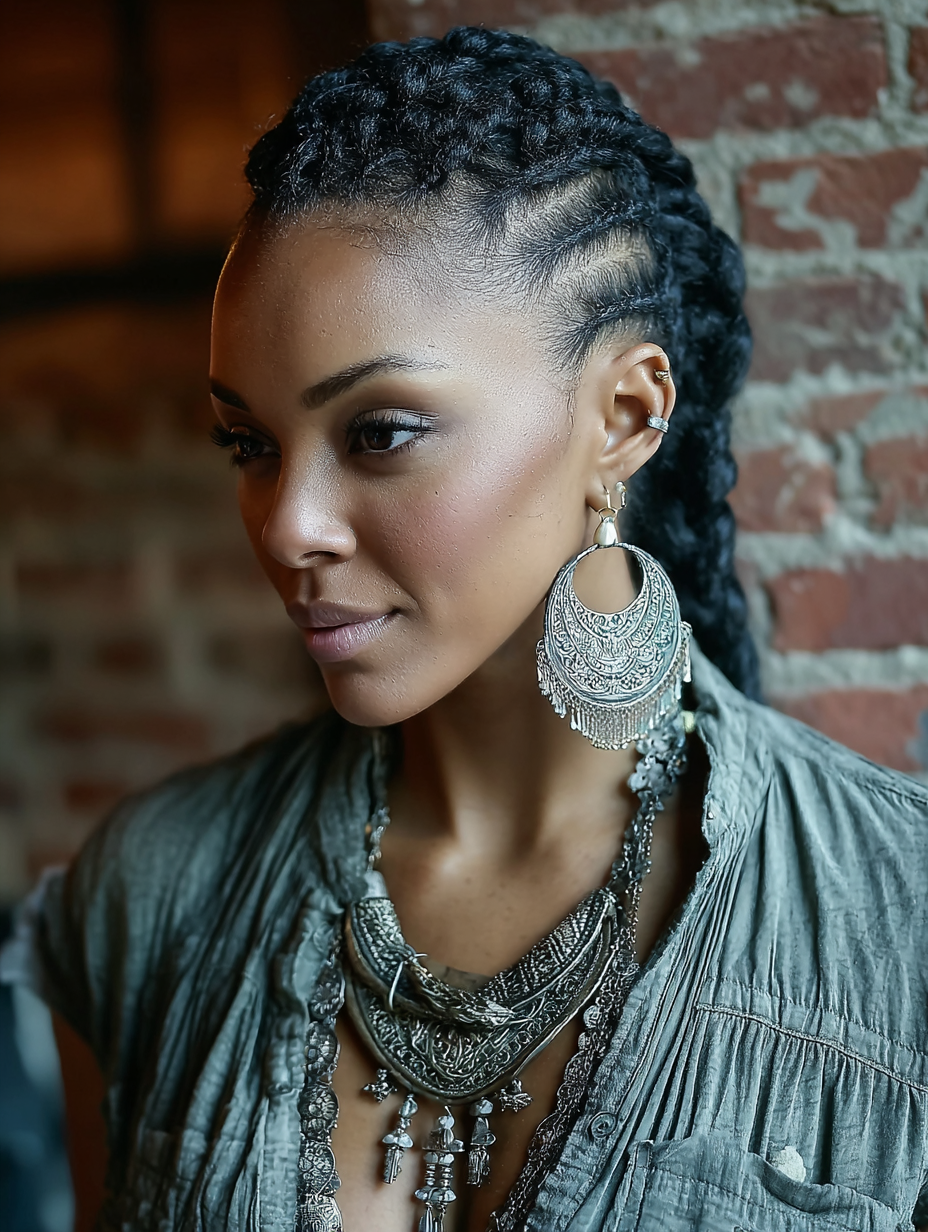 Medium Cornrows African Braids Hairstyles