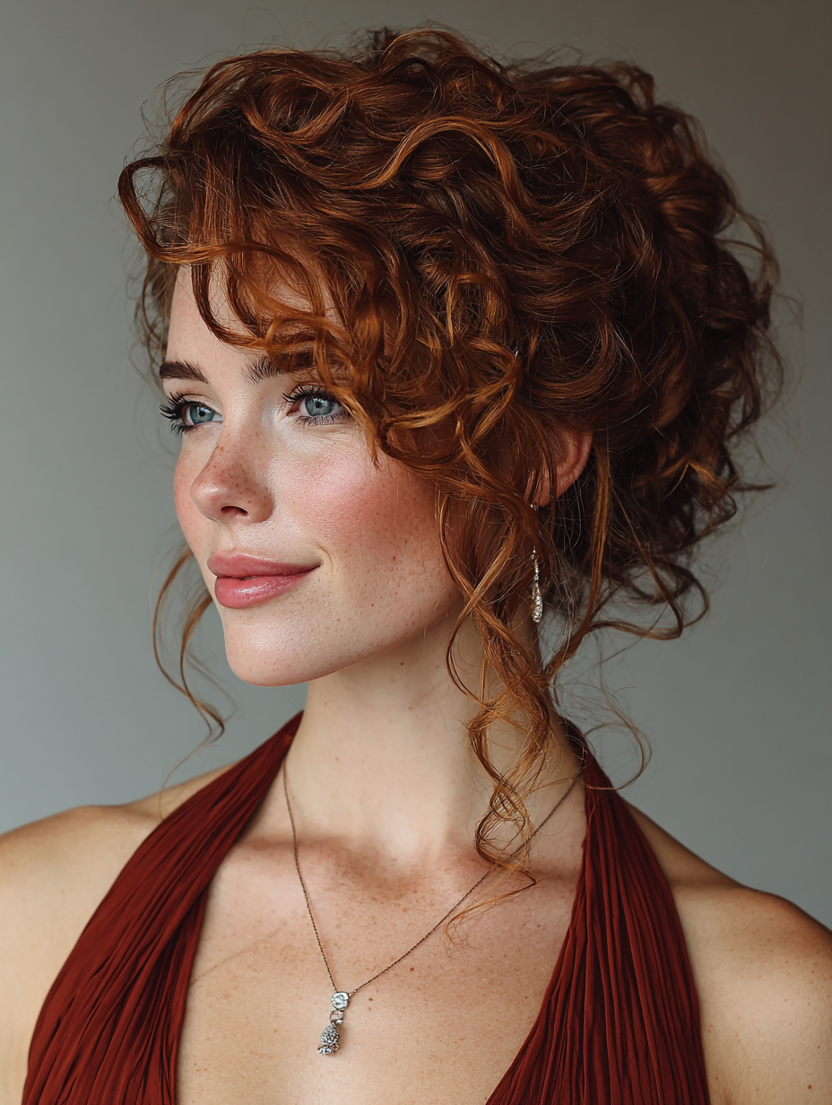 Curly Hair Prom Hairstyles: Asymmetrical Updo