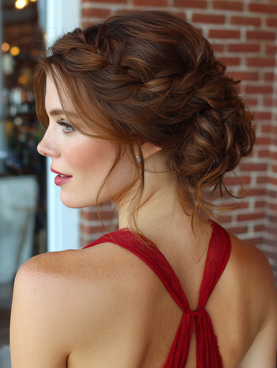 Curly Hair Prom Hairstyles: French Braid Prom Updo
