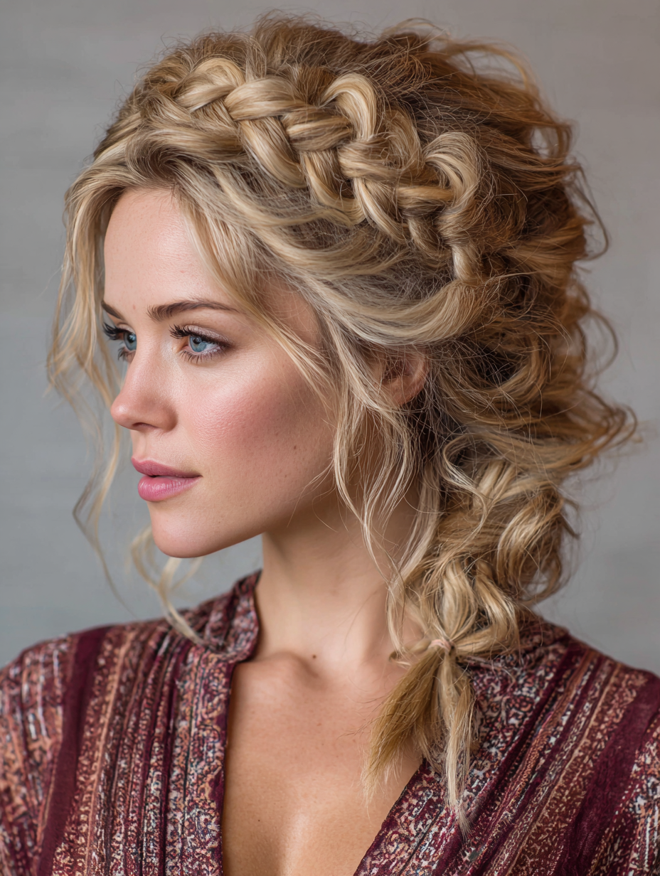 Prom Hairstyles for Curly Hair: Twisted Crown Braid