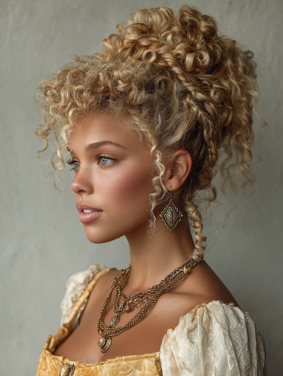 Pineapple Updo with Add-Ins: Curly Hair Prom Hairstyles