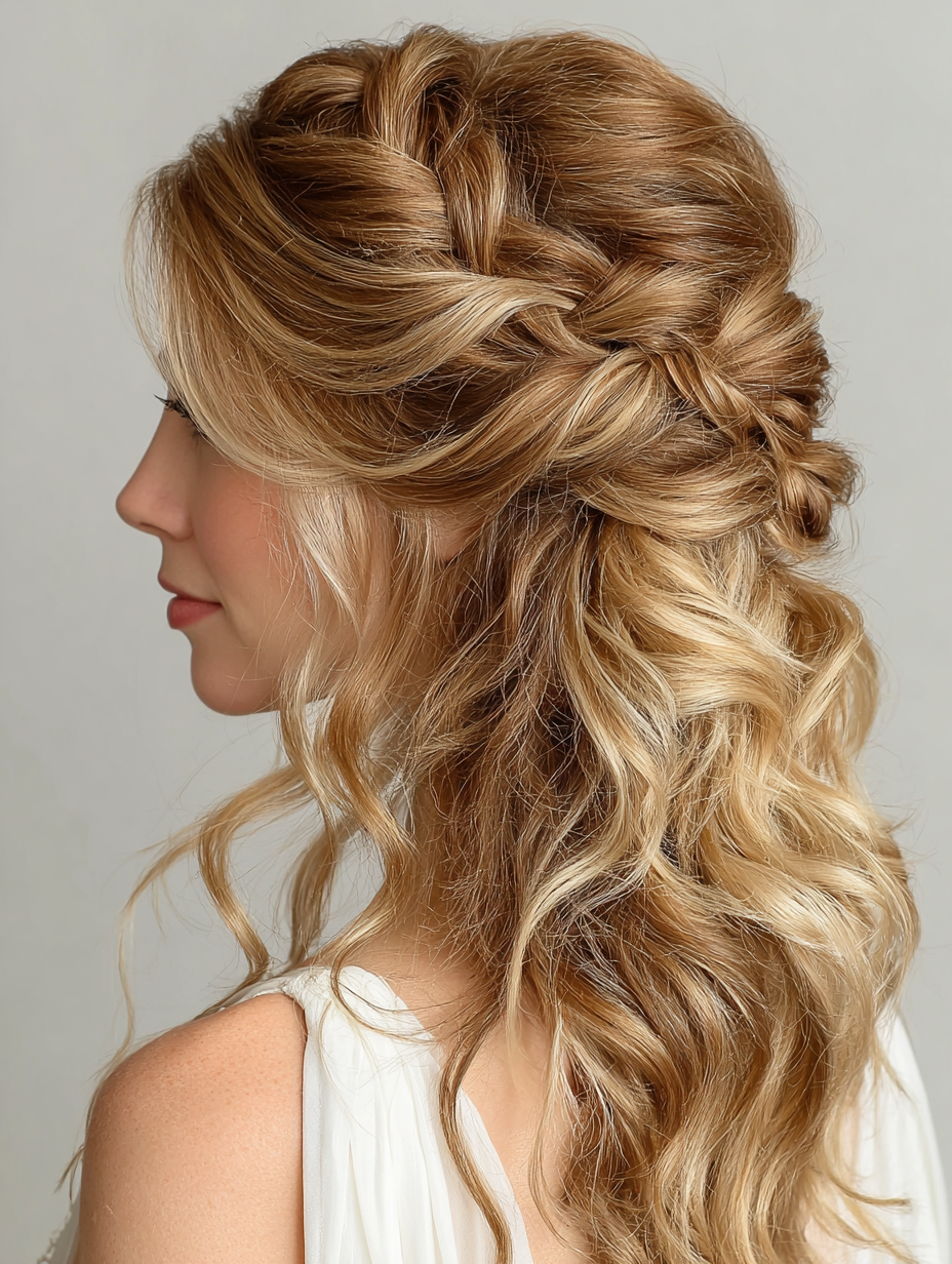 Curly Hair Prom Hairstyles: Waterfall Braid with Curls