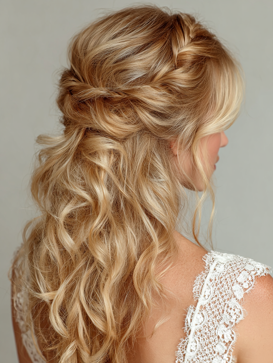 Prom Hairstyles for Curly Hair: A Half Up Half Down Style Featuring Twists