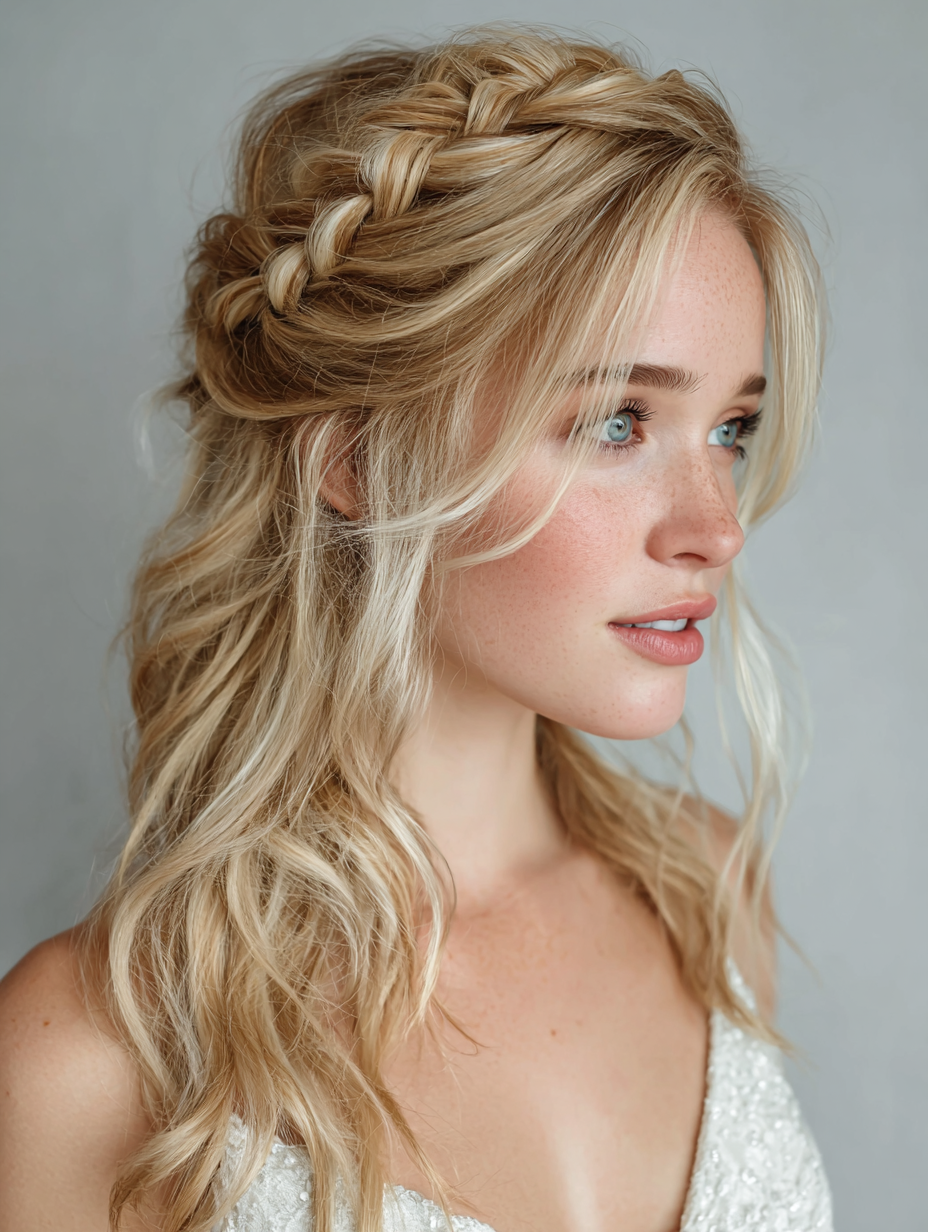 Prom Hairstyles For Curly Hair: Loose Curls with a Braided Crown