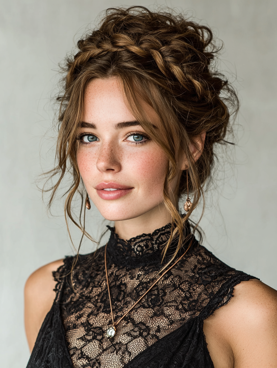 Curly Hair Prom Hairstyles: Double Dutch Braid Updo