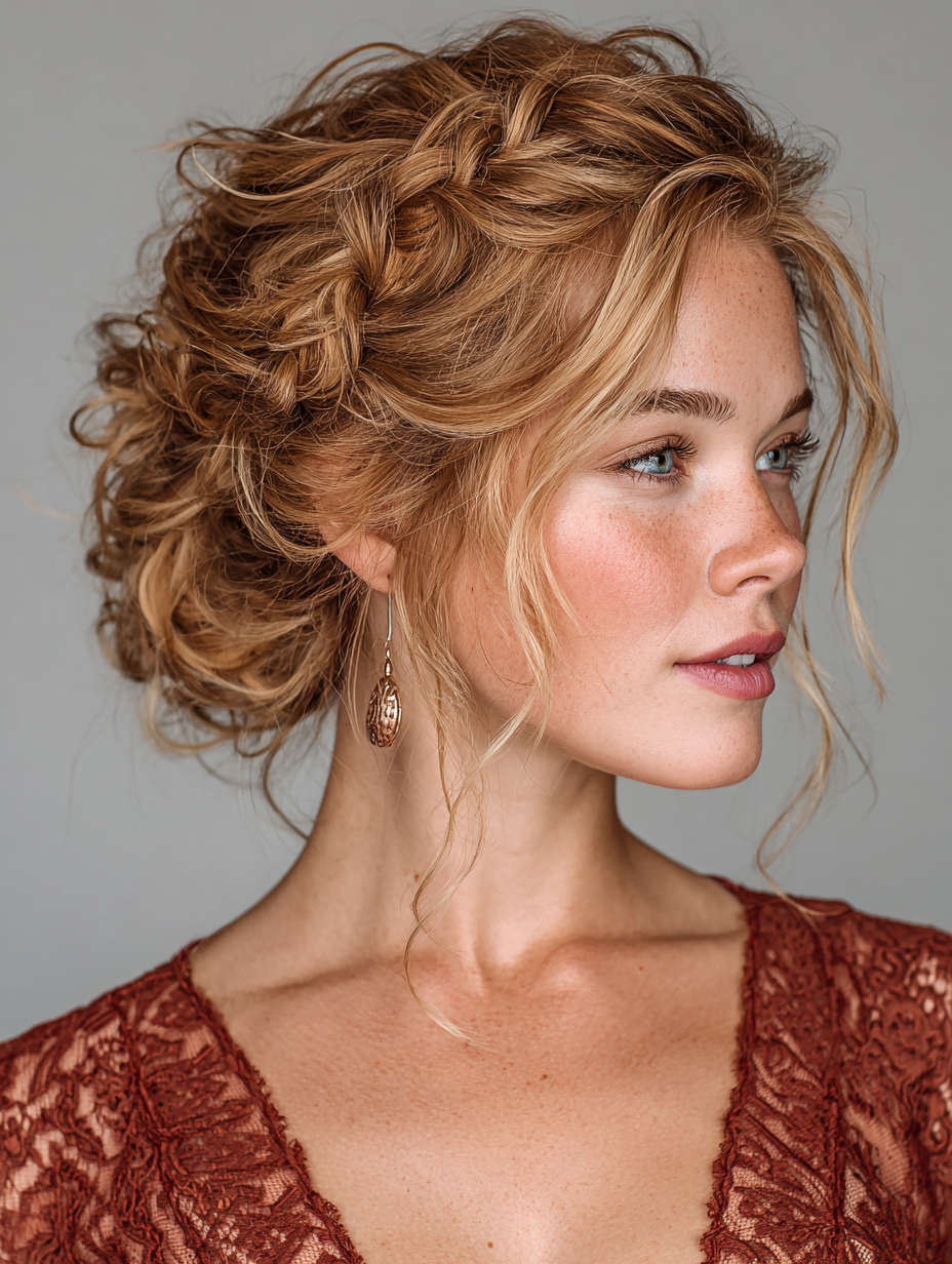 Best Rope Braid Updo for Curly Hair for Prom