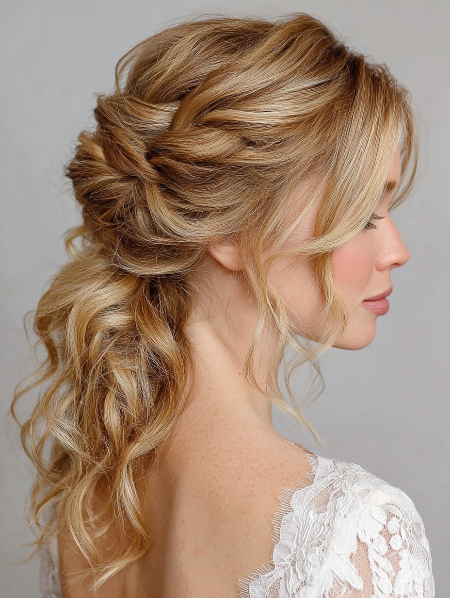 Curly Prom Hairstyles: Twisted Low Ponytail