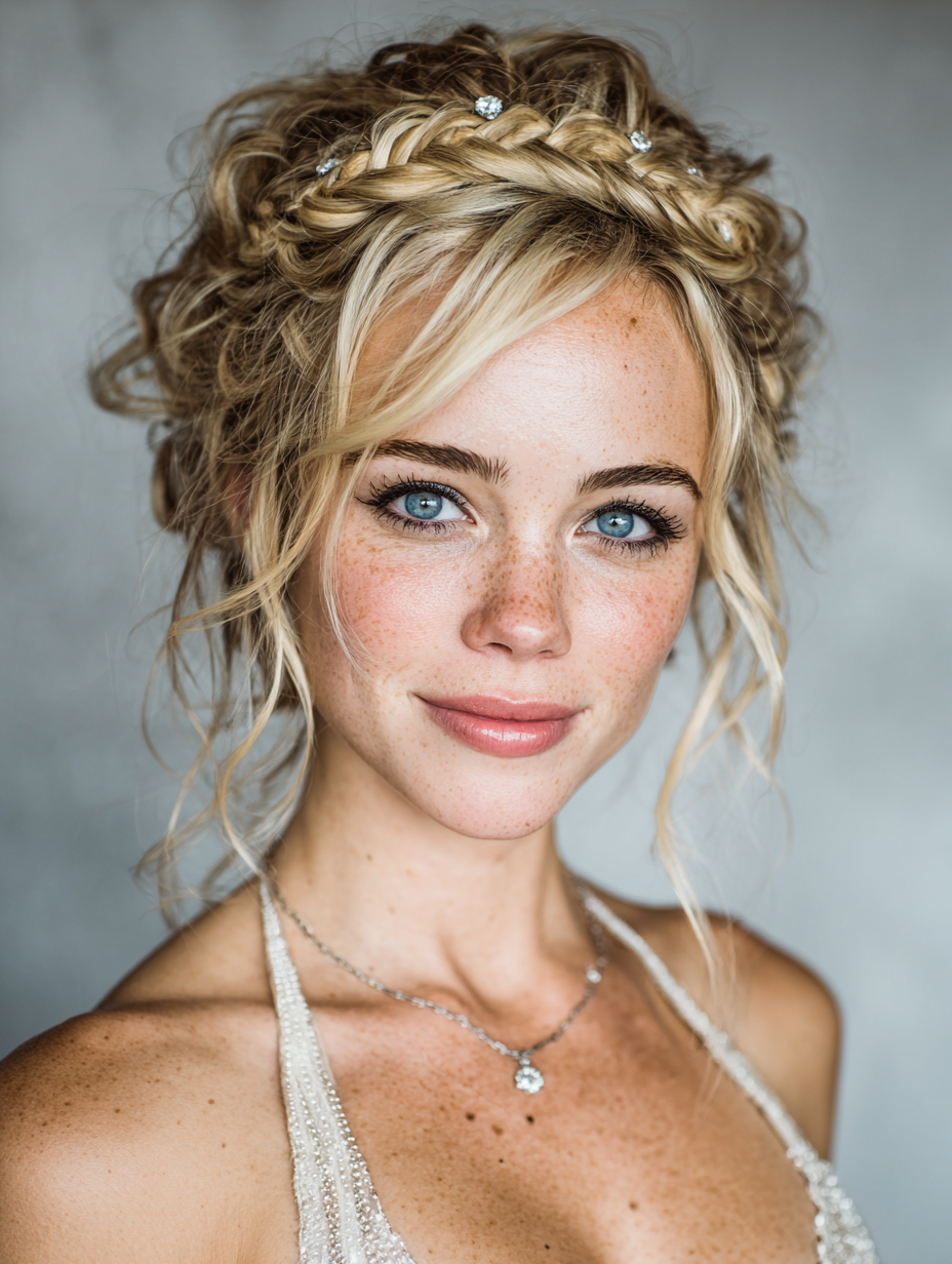 Curly Prom Hairstyles: Braided Headband Updo