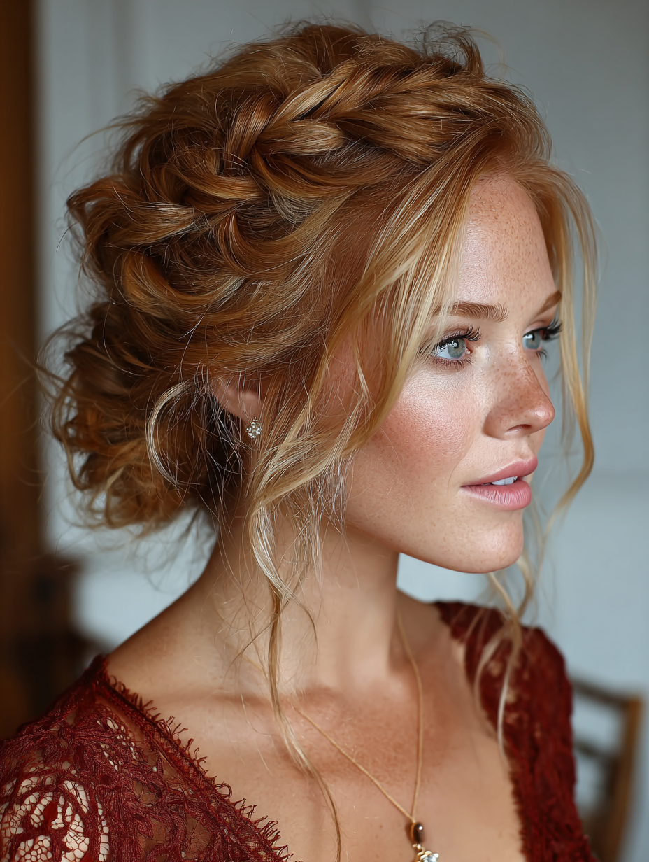 Curly Prom Hairstyles: Fishtail Braid Updo