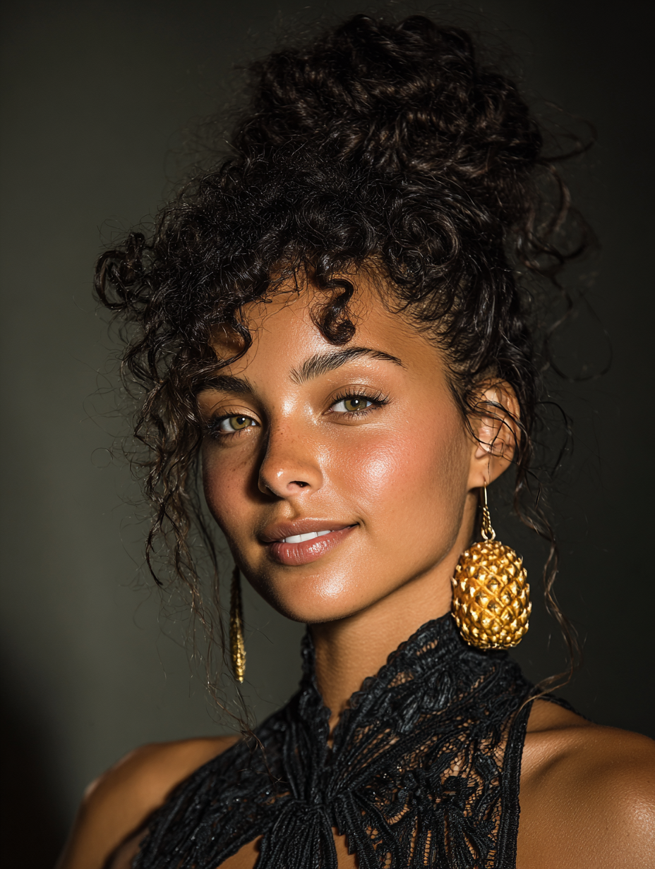 Curly Prom Hairstyles: Pineapple Updo