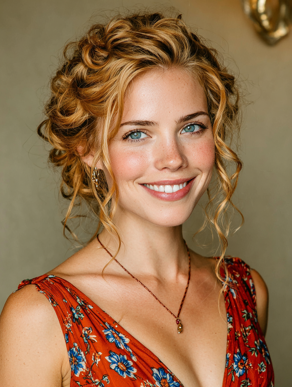 Curly Prom Hairstyles: Low Twisted Updo